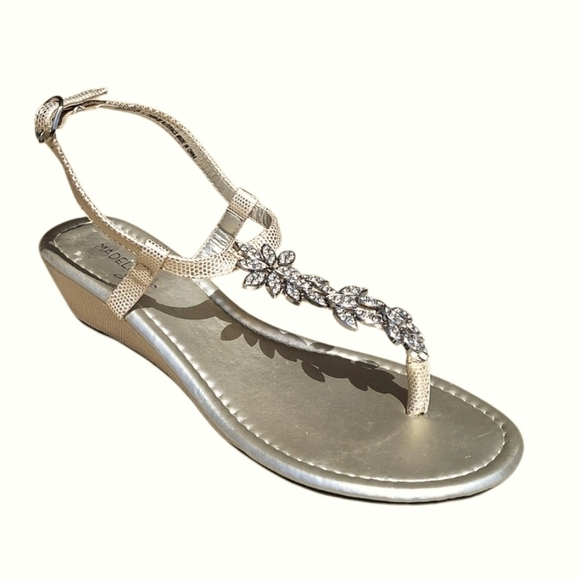 Madeline Gold And Crystal Diagonal Design Sandals Angel Fairycore Dressy Evening - Picture 2 of 5